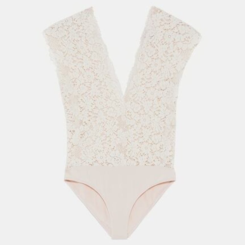 NWT ZARA SEXY LACE BODYSUIT VANILLA - Picture 5 of 8